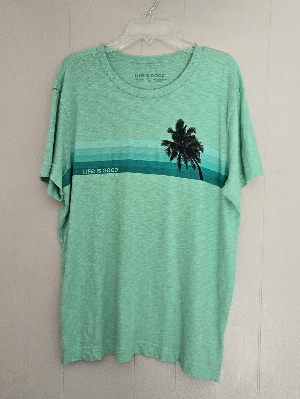 Life Is Good Men's Green Palm Tree Tee T-shirt Cotton L